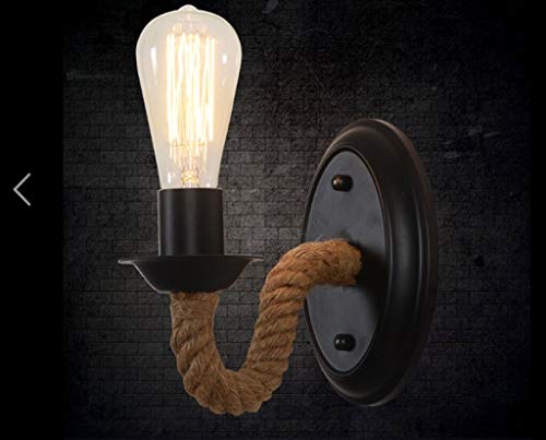 Lámpara de pared LED retro europea con cuerda de cáñamo natural 3