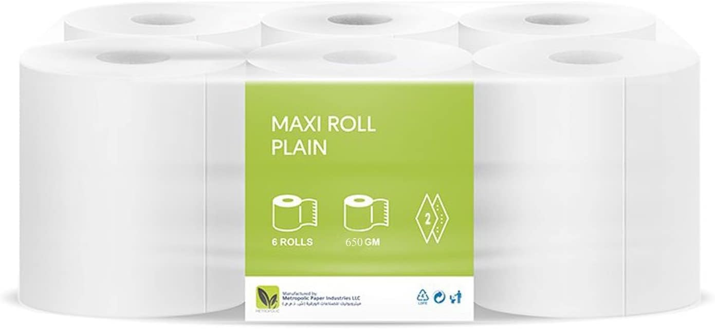 Metro Premium Maxi Roll 650 Gm(6 Pieces x 2 Ply) - Mega Roll (650 gram each roll)-Kitchen Roll premium Quality