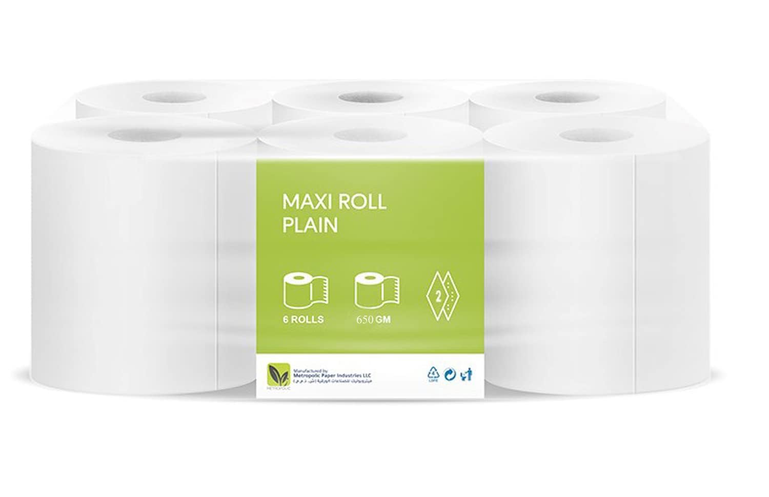 Metro Premium Maxi Roll 650 Gm(6 Pieces x 2 Ply) - Mega Roll (650 gram each roll)-Kitchen Roll premium Quality