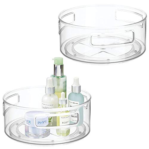 Preisvergleich Produktbild mDesign 2er-Set drehbares Kosmetiktablett stilvolle Ablagefläche für Lotion, Kosmetik und Medikamente runde Kosmetik Aufbewahrung für das Badezimmer durchsichtig