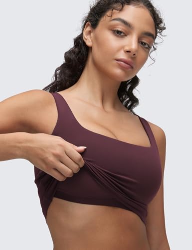 Image of CRZ YOGA Butterluxe Square Neck Crop Tank Top | Light Support, Removable Pads, Yoga, Extremely Soft, Wide Straps, Longline Sports Bras for Women