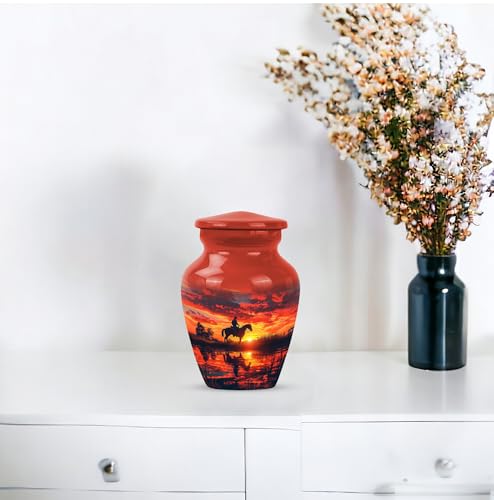 Image of Cowboy Urn - Small Keepsake Urns for Ashes Adult Male - Unique Cremation Urns for Human Ashes - Companion Urns for 2 Adults - Memorial Ash Containers - 3 inch Set of 4