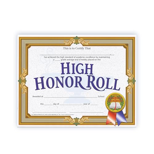 Certificat 21,6 x 27,9 cm Hayes High Honor papier diplôme vierge pour impression lot 30