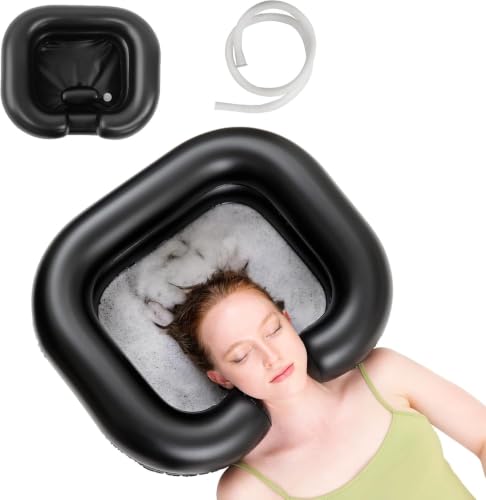 Image of Clefairy Inflatable Hair Washing Tray with an Air Pump, Portable Basin for Seniors Children Pregnant Wounded Disabled, Mobile Salon Equipment in Bed or on Wheelchair (BIG)