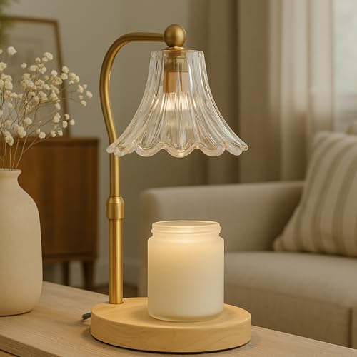 Lumenblush Candle Warmer Lamp – Dimmable Candle Lamp with Timer, Adjustable Height for Jar Candles (Oak)