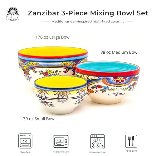 Juego de 3 tazones para mezclar cerámicos multicolor miniatura 4