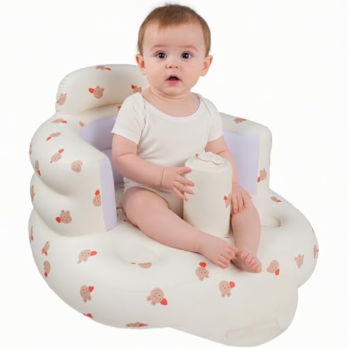 Siège Bébé Gonflable Portable avec Pompe à Air-Fauteuil Bébé Ergonomique Soutien Dorsal et Cervical pour Voyage,Alimentation,Camping-Apprentissage de la Position Assise Enfant 3+ Mois Maison/Extérieur