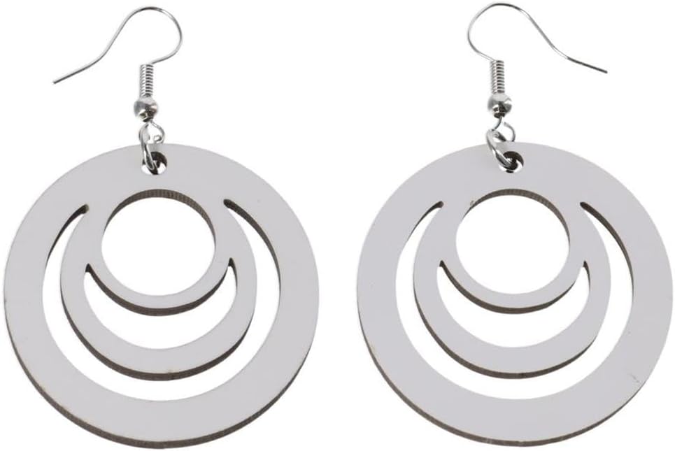 30 Set Sublimation Blank Hollow Round Earrings Unfinished Teardrop Dangle Earrings Pendant for DIY Jewelry Making - Image 4