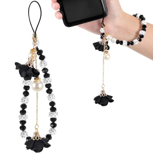 Sangles de téléphone portable en cristal noir le cadeau idéal pour sac