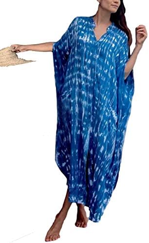 Sleeve Vneck Caftan Dresses Button Down 