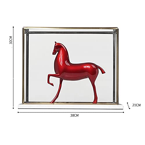 Yfqhdd Modern Chinese Red Horse Decoration Lucky High-End Sales Office Bookcase Living Room Wine Cabinet Glass Cover Display Box #TOP1