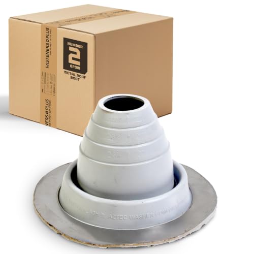 Image of Fasteners Plus #2 Round EPDM Metal Roof Pipe Flashing Boot (Fits 1-3 /4 inch - 3 inch Pipe OD), White