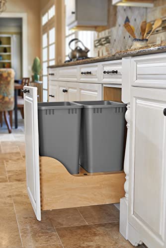 Rev-A-Shelf Wood Pull Out Trash/Waste Container W/Soft Close And Servo Drive System #TOP1
