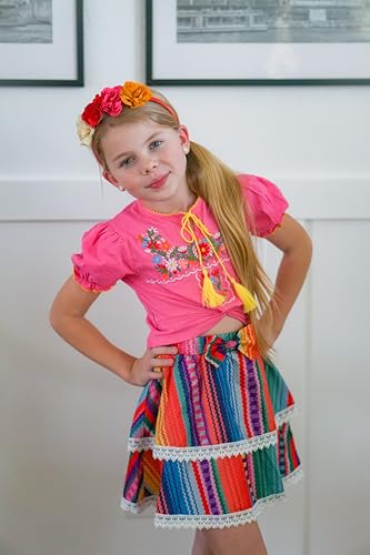 Image of HIHA Toddler Little Girls Mexican Embroidered Skirts Outfit