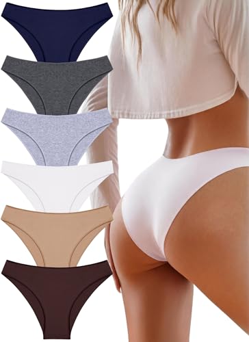 UNDER THE SEA Cotton Underwear for Women 6 Pack Sexy Bikini High Cut Breathbale Cheeky Panties Underwear Womens Lingerie