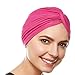 Beemo Polyester Twisted Pleated Turban Head Cover - Hot Pink
