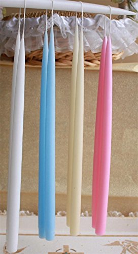 FavorOnline Set of Two Hand Dipped Beeswax Tapered Candles 17 inch - Ivory Color
