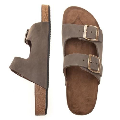 Sandália Feminina Papete Confort Couro Legitimo Burly Heads Leve Cinza (Cinza, BR, Adulto, Numérico,