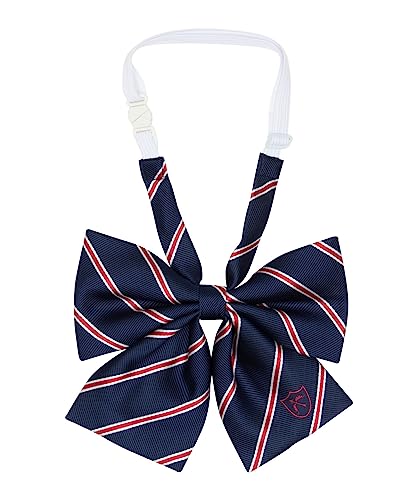[コノミ]制服 スクール リボン 通学用 高校生 中学生 学生 学校 チェック ストライプ レディース ネイビー×レッド 日本 Free (FREE サイズ)