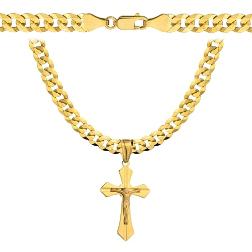 Chaîne en or pour homme avec croix 585 à porter élégamment lors des grandes occasions