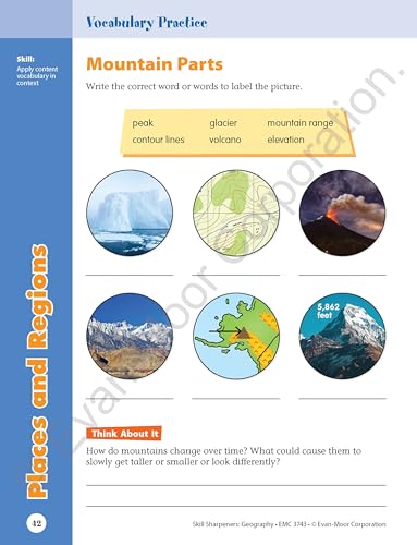 Skill Sharpeners: Geography, Grade 3 Workbook