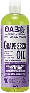 100% Pure Grapeseed Oil Carrier Oil Organic Cold Pressed Grape Seed Extract Oil for Essential Oils Mixing Natural Skin Moisturizer Body & Face Massage Lotion for Aromatherapy Nails and Hair Growth