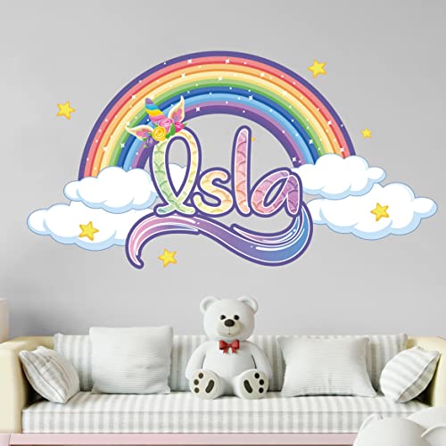 Kyle Cornhole Rainbow Wall Decals - Personalized Unicorn For Girls Bedroom Name Decal Room Decor Sticker Nursery Art, Green,Rainbow #TOP5