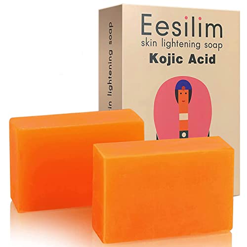 Kojic Acid Skin Brightening Soap 65g/ 2Bars, Hyaluronic Acid,Tea Tree Oil for Smooth Face & Body,Dark Spot,Acne Scars Eliination for Freckles for Men/Women All Skin Types 