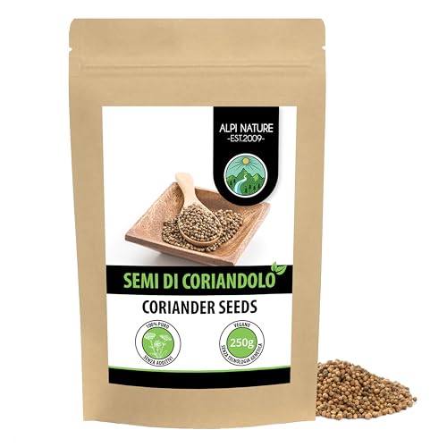 Semi di coriandolo (250g), coriandolo intero, 100% naturale, semi di coriandolo naturale senza additivi, vegani