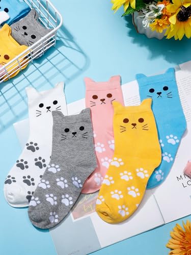 Image of Eurzom 10 Pairs Socks Womens Crew Elastic Ankle Length Cotton Socks Aesthetic Cute Lightweight Low Cut Gifts for Women