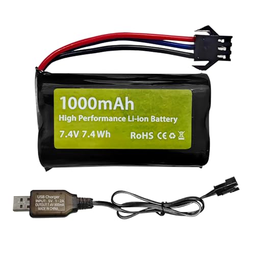 Amazon | 7.4V 1000mah 2S リチウム イオン バッテリー SM-3P プラグ