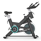 Monitor LCD digital de la bicicleta estática: La bicicleta está equipada con un monitor LCD que puede rastrear la frecuencia cardíaca, la velocidad, la distancia, la duración del tiempo y las calorías quemadas. Y puede colocar su teléfono en el soporte para teléfono de esta bicicleta estática para ver sus programas favoritos mientras monta en bicicleta.