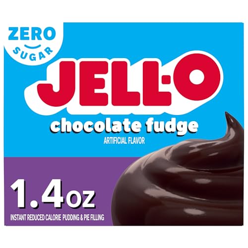 Jell-O Chocolate Fudge Zero Sugar Instant Reduced Calorie Pudding & Pie Filling Mix, 1.4 oz Box