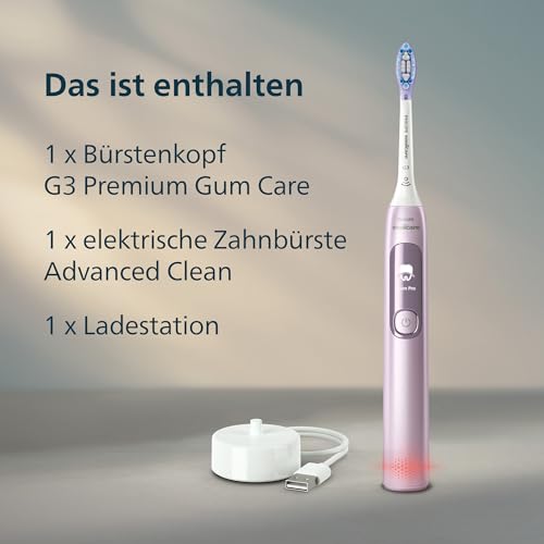 Philips Sonicare AdvancedClean Limited Edition Elektrische Zahnbürste - Smart Screen, Drucksensor, Erinnerungsfunktion zum Austausch des Bürstenkopfs, 5 Putzmodi und SmarTimer, Pink, Modell HX3792/12 – Bild 8