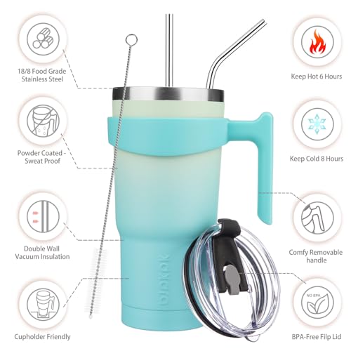 Image of BJPKPK 20 oz Tumbler with Handle & Straw, Insulated Stainless Steel Mug