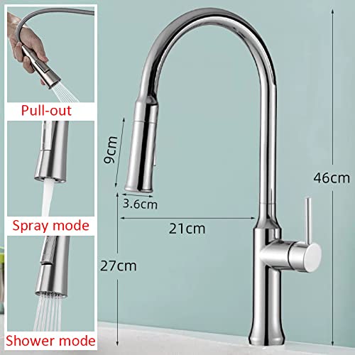 Robinet de cuisine double mode avec douchette extractible eau chaude et froide - 3