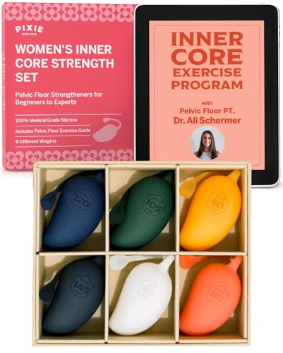Pixie Inner Core Wellness & Strength Training for Feminine Care – Women’s Core Strength Set – Set of 6 – Includes Easy-to-Read Guide & Exercises for Beginners & Advanced