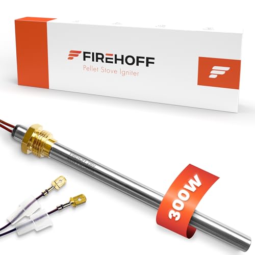 FIREHOFF Bujía para estufa de gránulos, 300 W, 140/150 mm, diámetro 9,9 mm, rosca 3/8 con orejetas