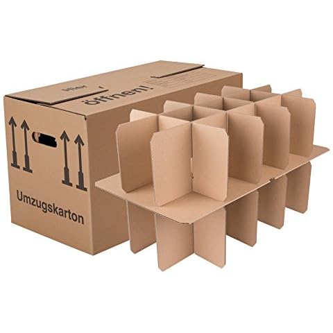 BB-Verpackungen 10 x Gläserkarton (Umzugskarton für Gläser, Flaschen und Tassen, 15 - 30 Fächer) - Sets zwischen 5 und 150 Stück Cover