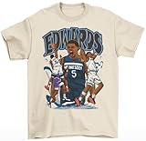 Anthony Edwards Cartoon Style Minnesota Basketball T-Shirt (US, Alpha, Large, Regular, Regular, Natural)