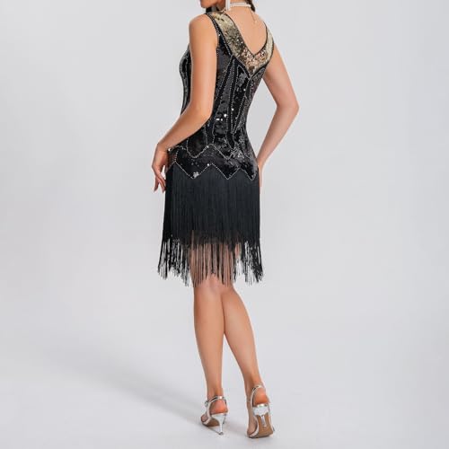 Robe des années 1920 col en V flatteuse grande taille pour soirée
