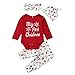 Produktbild byeel Weihnachten Kostüm Baby Mädchen Jungs Soft Elegant Weihnachts Kleidung Set Outfits Langarmshirt Romper Jumpsuit Tops und Bedruckte Hosen