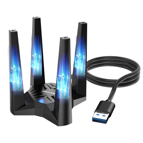 AX5400 USB WiFi 6 Adapter for Desktop, Dual Band PC WiFi Adapter with MU-MIMO, Beamforming, WPA3 Encryption, 4x3dBi Antennas, Built-in Driver, Support Windows 11/10