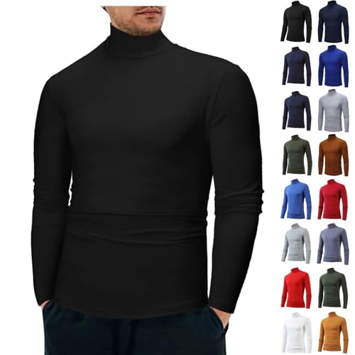 Men's Turtleneck Shirts Long Sleeve Mock Neck Slim Fit Pullover Sweater Casual Soft Knitted Thermal Undershirts Fall Outfits2