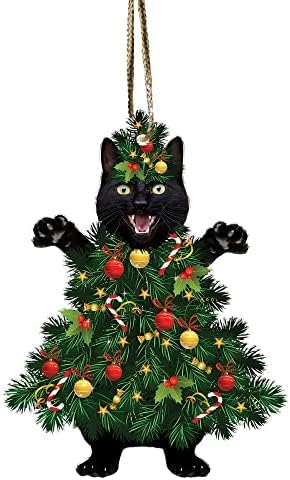 Black Cat Christmas Ornaments - Black Cat Xmas Tree Hanging Decoration - 2023 Christmas Ornament for Cat Lovers