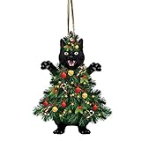 Black Cat Christmas Ornaments - Tuxedo Cat Xmas Decor Tree Hanging - 2024 Cat Christmas Ornament for Cat Lovers (Black Cat Tree)