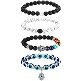 Hicarer 4 Pcs Evil Eye Hamsa Stretch Bracelet