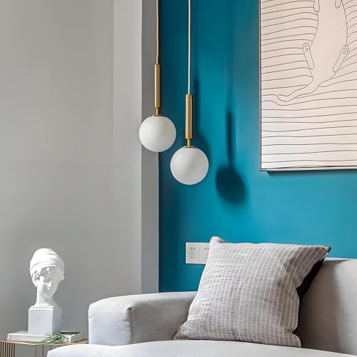 LFsem Modern Minimalist Glass Pendant Light Fixtures, Height Adjustable E27 Glod Ceiling Pendant Light for Bedroom Dining Room & Bathroom (Matte White - Cosy Home Interiors LFsem Modern Minimalist Glass Pendant Light Fixtures, Height Adjustable E27 Glod Ceiling Pendant Light for Bedroom Dining Room & Bathroom (Matte White - Image 6