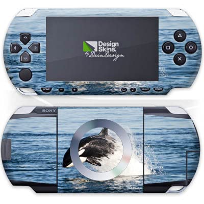 Film autocollant Sony PSP 1000 - Sticker haute précision motif orque et baleine mer