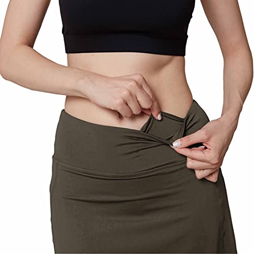 Women's Active Athletic Skirt Sports Golf Tennis Running Pockets Skort Dark Olive Small